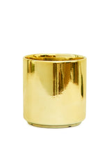 Load image into Gallery viewer, Cylindrical Ceramic Planter, Gold 5&quot; Wide
